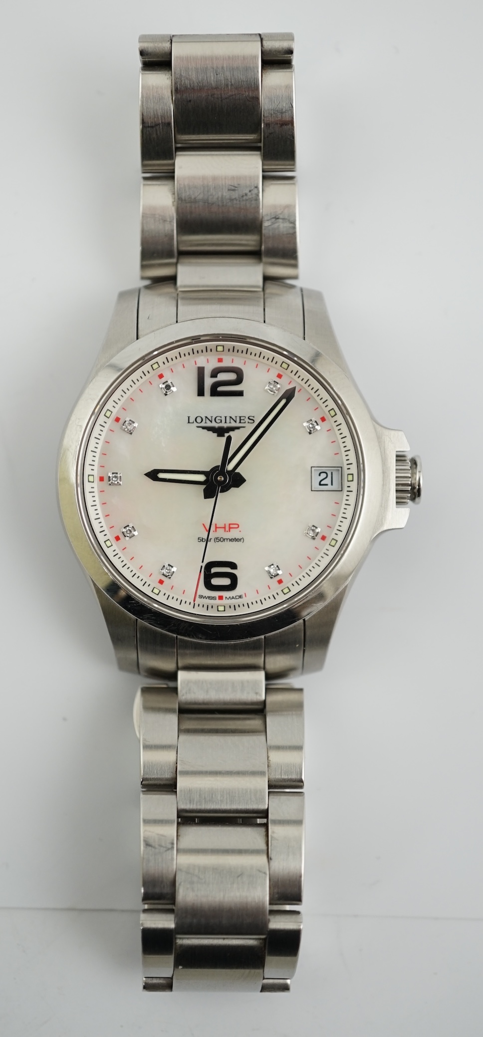 A 2023 stainless steel Longines Conquest VHP quartz wrist watch
